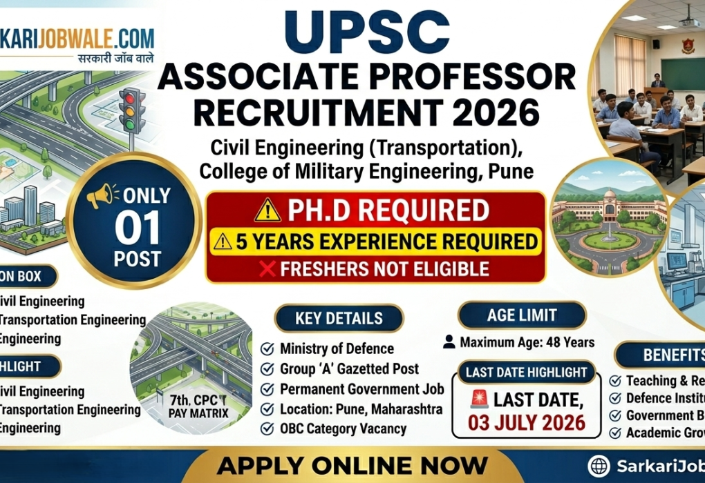 UPSC Associate Professor Civil Engineering Transportation Recruitment 2026 CME Pune