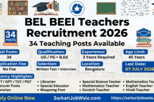 BEL BEEI Teachers Recruitment 2026