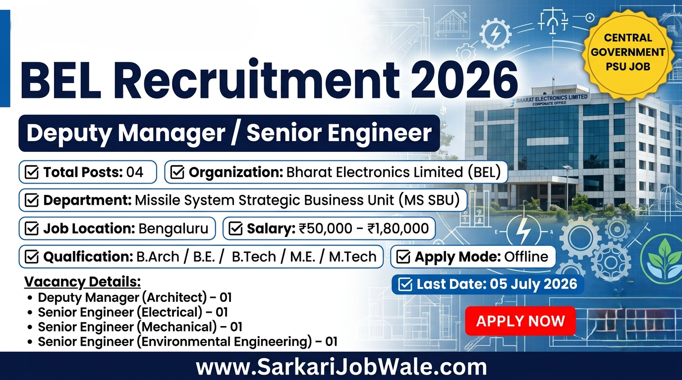 BEL Deputy Manager Senior Engineer Recruitment 2026