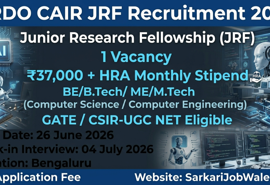 DRDO CAIR JRF Recruitment 2026