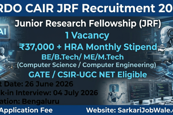 DRDO CAIR JRF Recruitment 2026