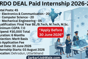 DRDO DEAL Paid Internship 2026 Recruitment