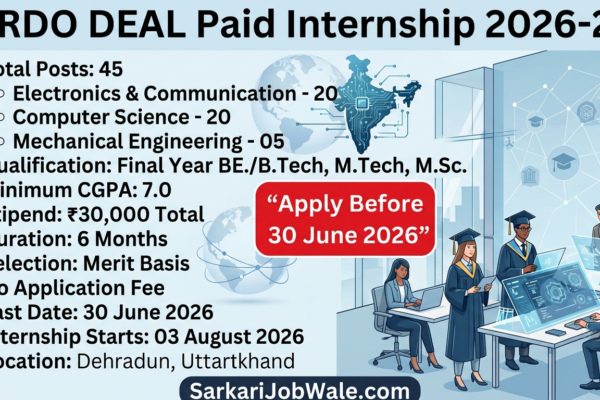 DRDO DEAL Paid Internship 2026 Recruitment