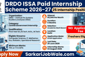 DRDO ISSA Paid Internship 2026
