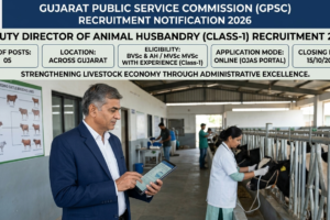 GPSC Deputy Director Animal Husbandry Recruitment 2026 Class-1 Officer Government Job Notification
