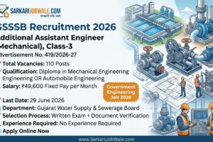GSSSB Additional Assistant Engineer Mechanical Recruitment 2026 notification for 110 posts