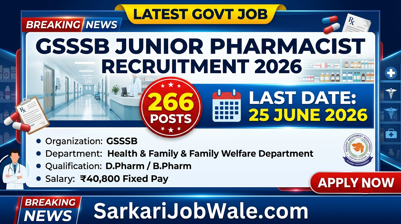 GSSSB Junior Pharmacist Recruitment 2026 Apply Online for 266 Posts