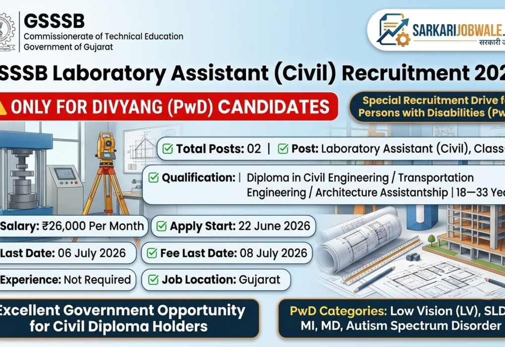 GSSSB Laboratory Assistant Civil Recruitment 2026 for PwD Candidates
