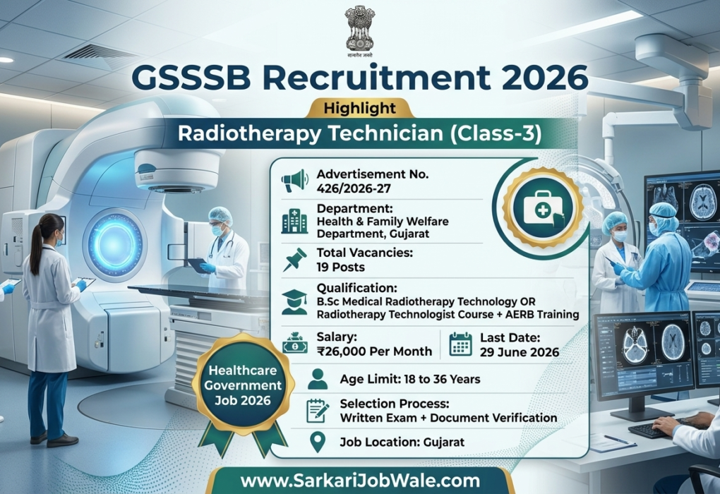 GSSSB Radiotherapy Technician Recruitment 2026 notification for 19 Class-3 posts
