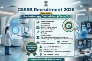 GSSSB Radiotherapy Technician Recruitment 2026 notification for 19 Class-3 posts