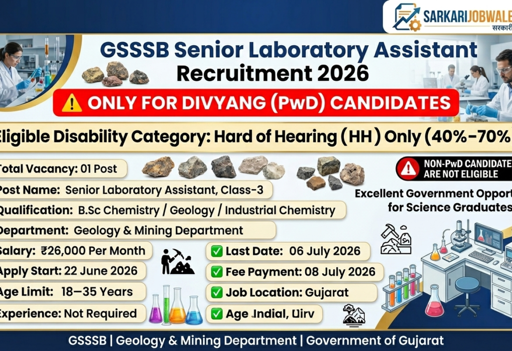 GSSSB Senior Laboratory Assistant Recruitment 2026 for HH PwD Candidates