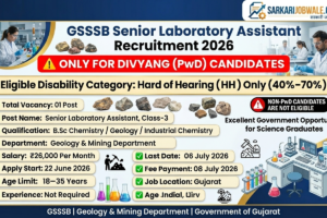 GSSSB Senior Laboratory Assistant Recruitment 2026 for HH PwD Candidates
