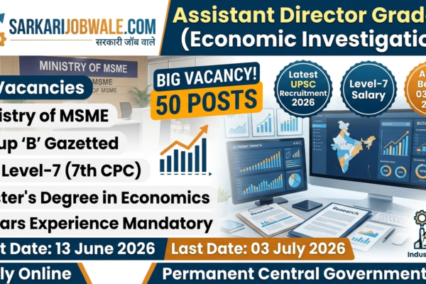 UPSC Assistant Director Grade-II Economic Investigation Recruitment 2026 notification for 50 MSME vacancies