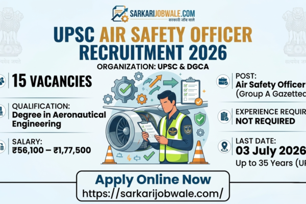 UPSC Air Safety Officer Recruitment 2026 notification for 15 DGCA Group A vacancies