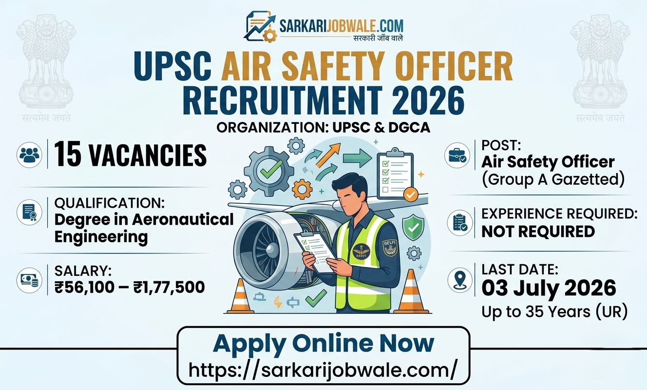 UPSC Air Safety Officer Recruitment 2026 notification for 15 DGCA Group A vacancies