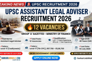 UPSC Assistant Legal Adviser Recruitment 2026 Notification for 12 Posts