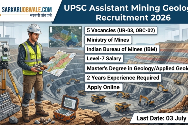 UPSC Assistant Mining Geologist Recruitment 2026 – Apply Online for 5 Posts