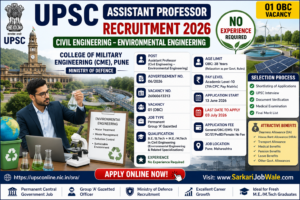 CME Pune Assistant Professor Environmental Engineering Vacancy 2026