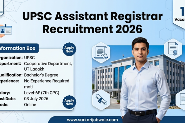 UPSC Assistant Registrar Recruitment 2026 Notification for 11 Ladakh Cooperative Department Vacancies