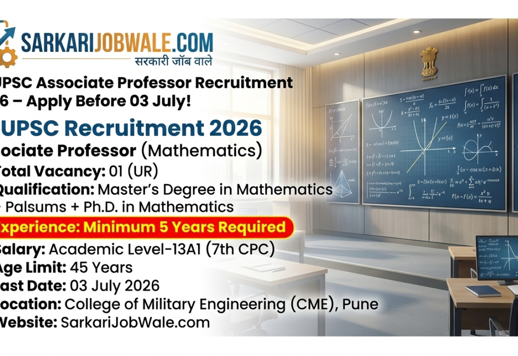UPSC Associate Professor Mathematics Vacancy 2026 | Apply Online