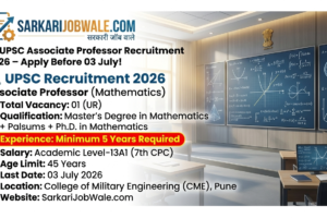 UPSC Associate Professor Mathematics Vacancy 2026 | Apply Online