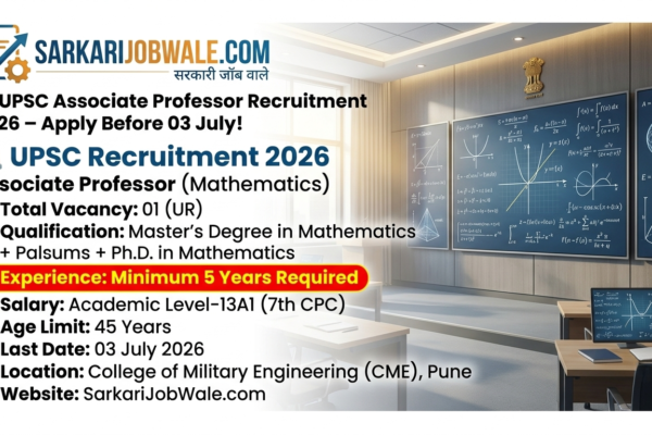 UPSC Associate Professor Mathematics Vacancy 2026 | Apply Online