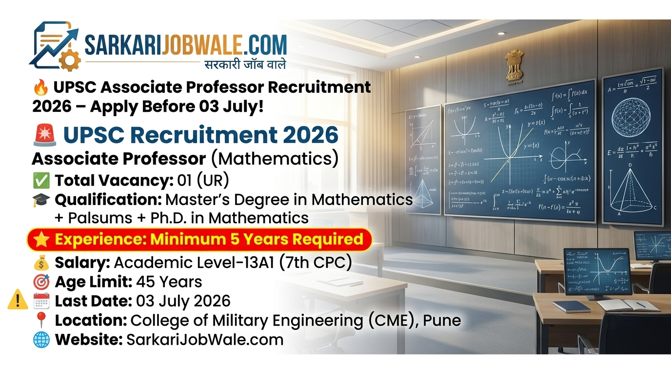 UPSC Associate Professor Mathematics Vacancy 2026 | Apply Online