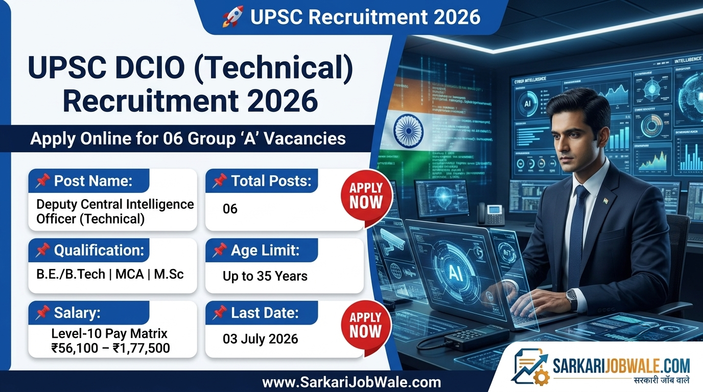UPSC Deputy Central Intelligence Officer DCIO Technical Recruitment 2026 Notification