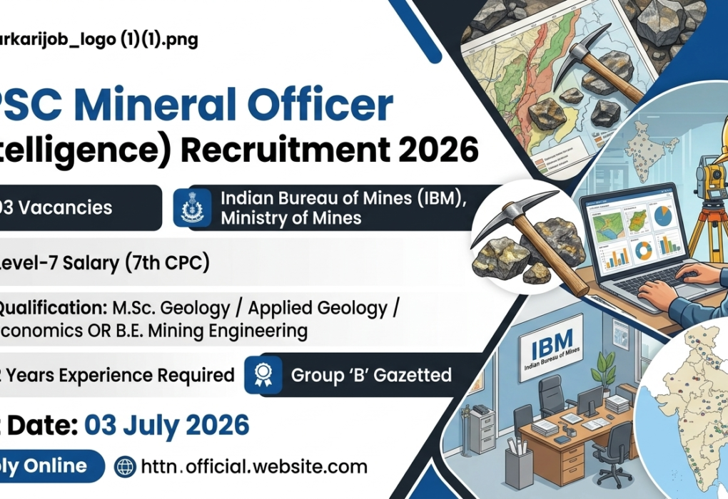 UPSC Mineral Officer Intelligence Recruitment 2026 notification for Indian Bureau of Mines.