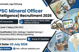 UPSC Mineral Officer Intelligence Recruitment 2026 notification for Indian Bureau of Mines.