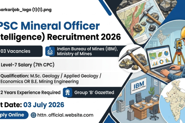 UPSC Mineral Officer Intelligence Recruitment 2026 notification for Indian Bureau of Mines.