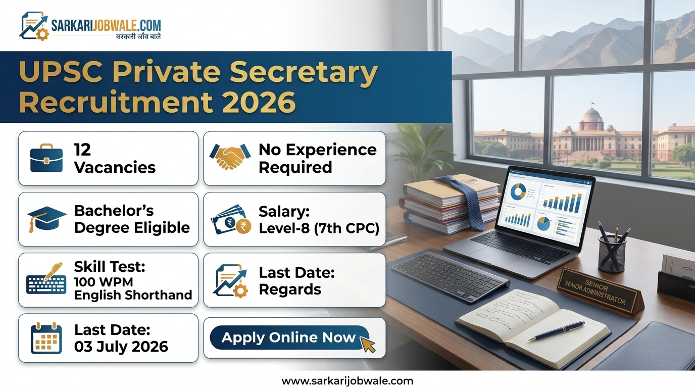 UPSC Private Secretary Recruitment 2026 – Apply Online for 12 Group 'B' Gazetted Posts.