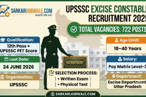 UPSSSC Excise Constable Recruitment 2025 notification for 722 vacancies