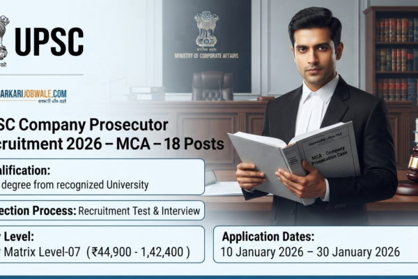 UPSC Company Prosecutor MCA Recruitment 2026 Official Notification Banner