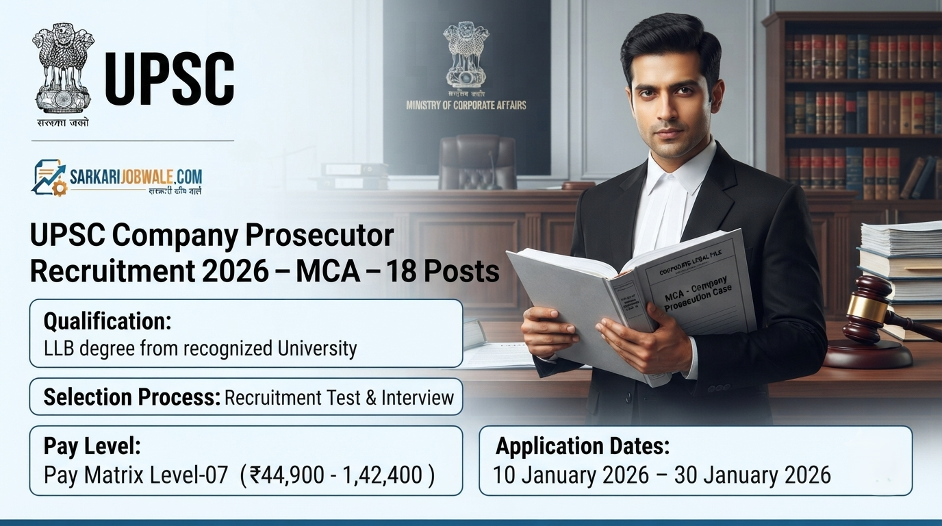 UPSC Company Prosecutor MCA Recruitment 2026 Official Notification Banner